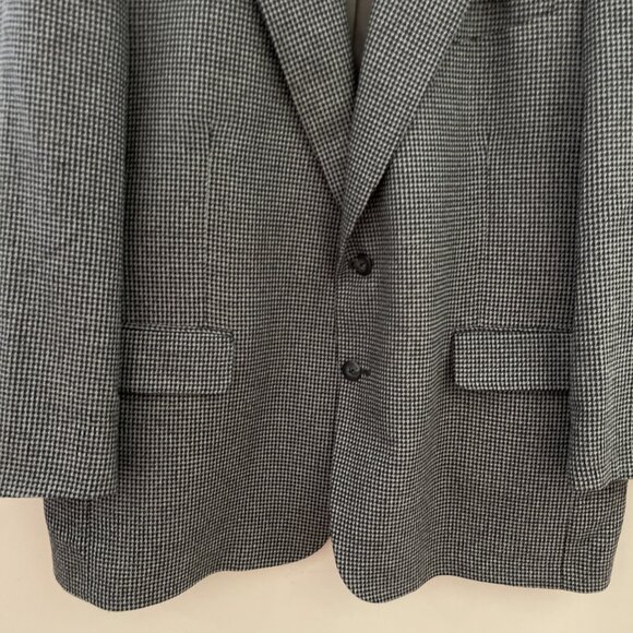 Harve Bernard Houndstooth Sportcoat Blazer Jacket Mens Blazer 46R Gray Blue READ - Picture 3 of 15